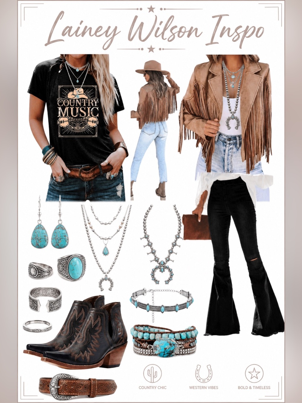 2 LB | Lainey Wilson Inspired Custom Jewelry Lot | Western Turquoise Layered Set - Picture 6 of 12